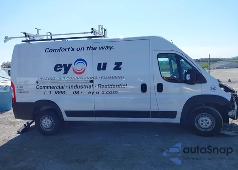 2024 Ram Promaster 2500 Tradesman High Roof 159 Wb W/Pass Seat from USA, damaged, VIN 3C6LRVDG8RE136749